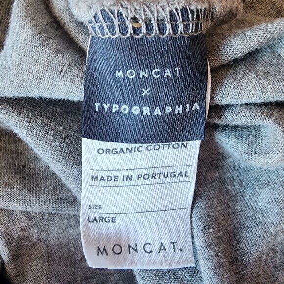 Moncat X Typographia Mens Large Shirt Organic Cotton Vinyl Records Graphic Gray - Picture 7 of 10